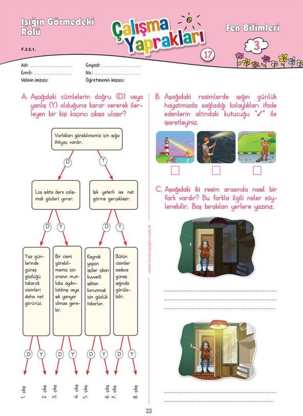 Karaca Eğitim Yayınları 3. Sınıf Fen Bilimleri Etkinlikli Soru Bankası Çalışma Yaprakları - 8