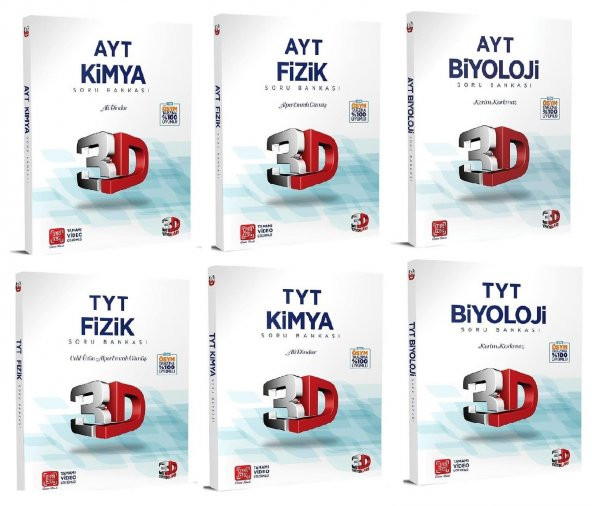3D Yayınları 2024 Tyt Ayt Fizik Kimya Biyoloji Soru Bankası Seti