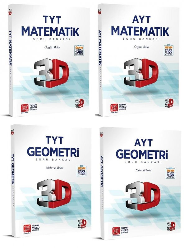 3D Yayınları Tyt Ayt Matematik Geometri Soru Bankası Seti 2023