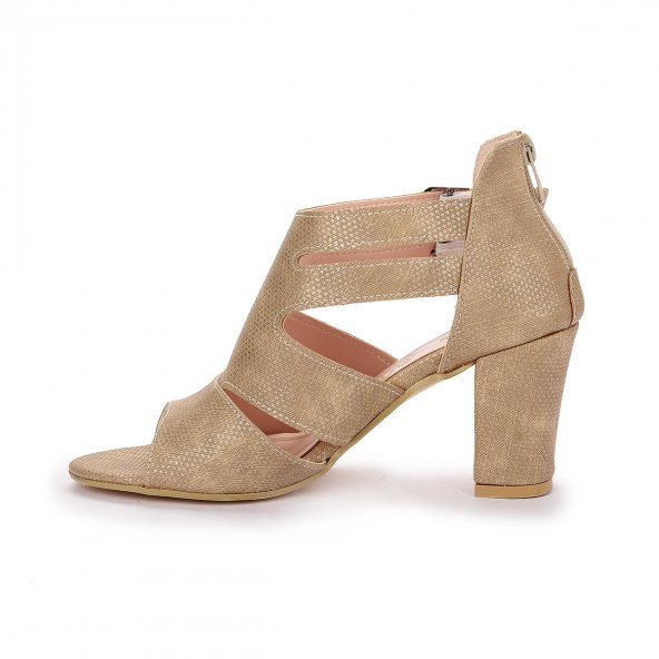 Ayakland 811-51 27 Çupra 7 Cm Topuklu Bayan Sandalet Ayakkabı Ten - 5