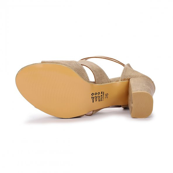 Ayakland 811-51 27 Çupra 7 Cm Topuklu Bayan Sandalet Ayakkabı Ten - 6
