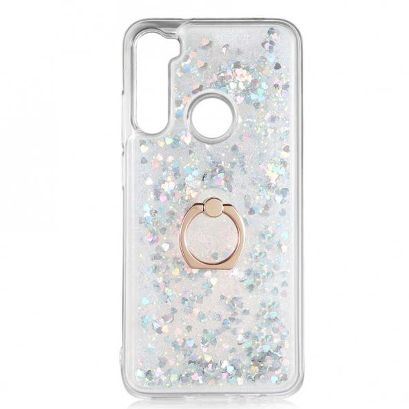 Xiaomi Redmi Note 8 Kılıf Sıvılı Simli Pullu Yüzüklü Lüx Standlı - 2