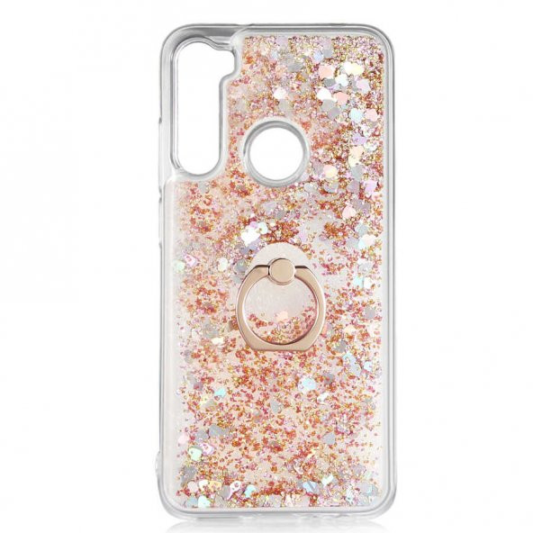 Xiaomi Redmi Note 8 Kılıf Sıvılı Simli Pullu Yüzüklü Lüx Standlı - 3