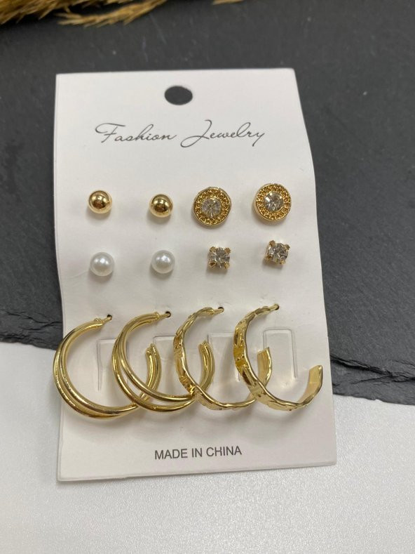 Altın Çoklu Küpe Seti - 3