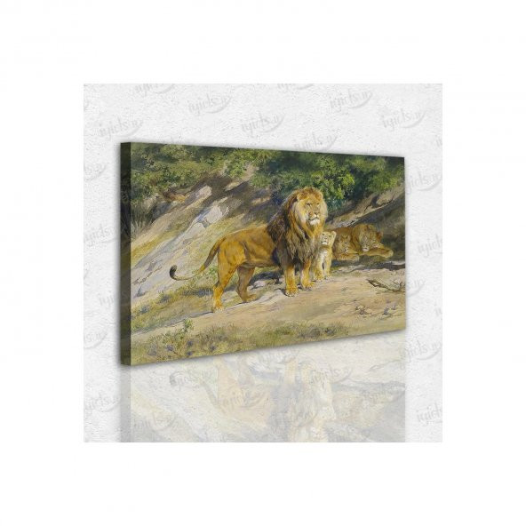 İyi Olsun Aslanlar ve Doğa Temalı Kanvas Tablo 30 x 45 cm