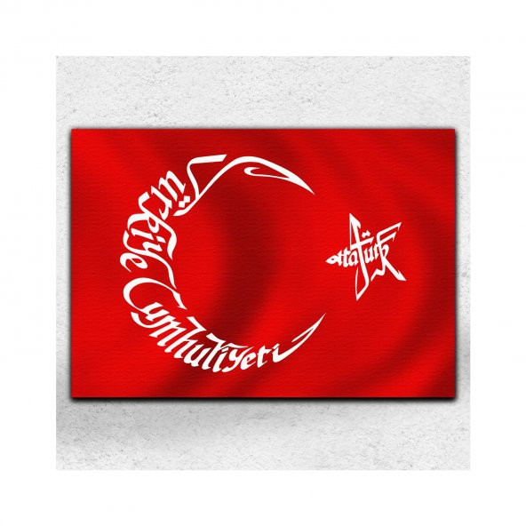 İyi Olsun Atatürk Yazılı Bayrak Kanvas Tablo 40 x 60 cm