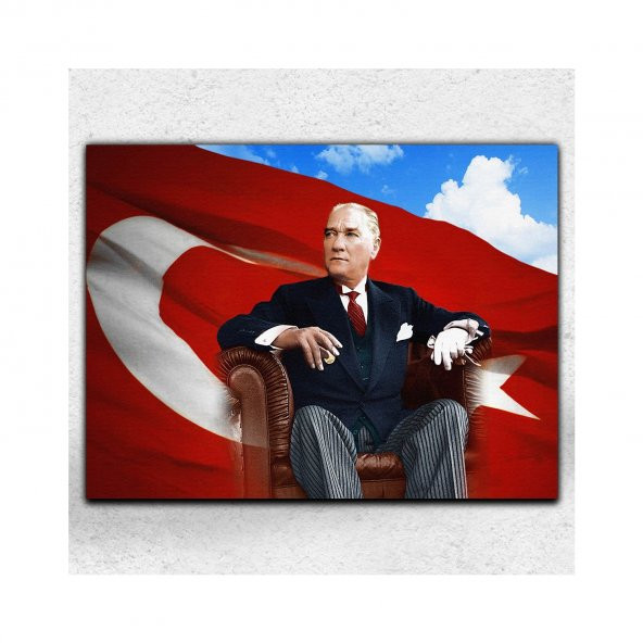İyi Olsun Bayraklı Atatürk Portresi Dekoratif Kanvas Tablo 70 x 100 cm