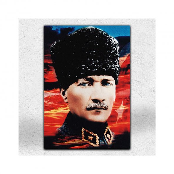 İyi Olsun Kalpaklı Atatürk Portre Kanvas Tablo 100 x 140 cm