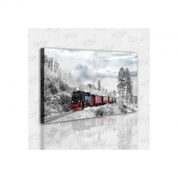 İyi Olsun Kış Manzaralı Tren Temalı Kanvas Tablo 100 x 140 cm