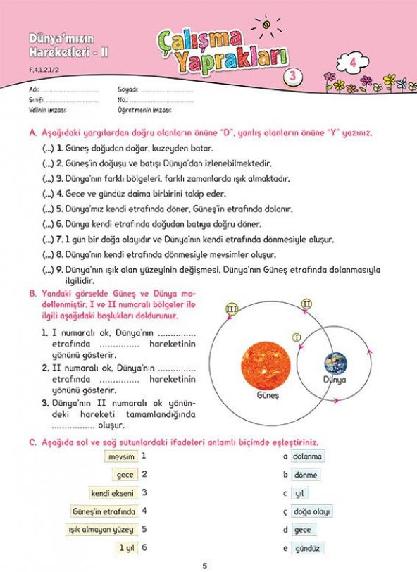 Karaca Eğitim Yayınları 4. Sınıf Fen Bilimleri Etkinlikli Soru Bankası Çalışma Yaprakları - 3
