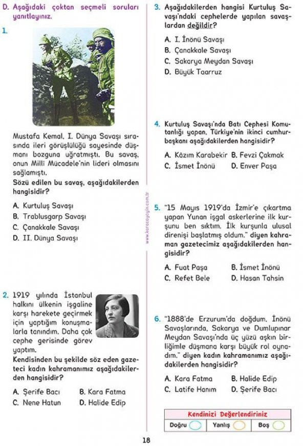 Karaca Eğitim Yayınları 4. Sınıf Sosyal Bilgiler Etkinlikli Soru Bankası Çalışma Yaprakları - 5