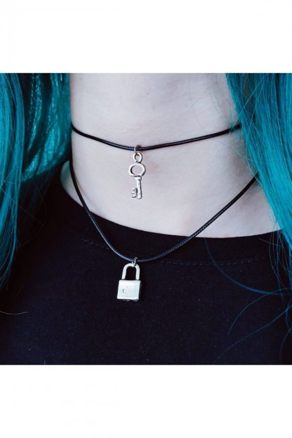 Ipli Asma Kilitli Ve Anahtarlı Kolye Hediyelik Aksesuar Şık Eşya - 3