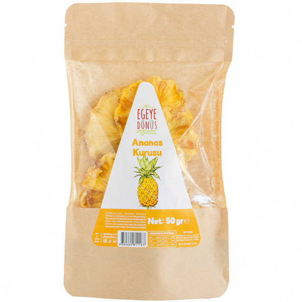 Şekersiz Ananas Meyve Kurusu Cipsi - 50 Gr. (Yüksek Aroma - Kokteyl Meyvesi - Katkı Koruyucu İçermez)