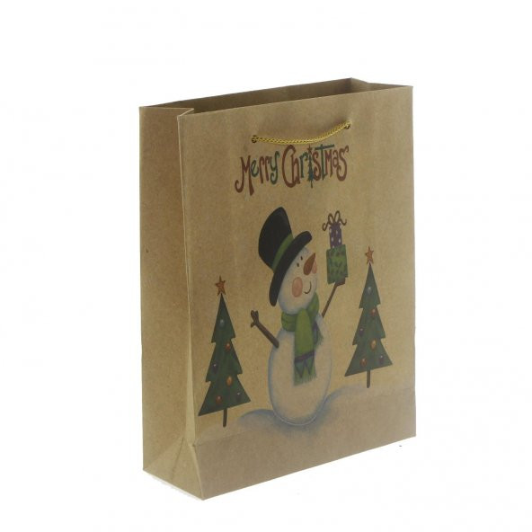 6 Adet 15x20cm Kraft Karton Çanta Kardan Adam - 3