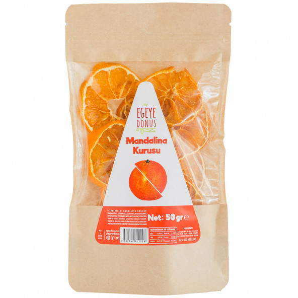 Şekersiz Mandalina Meyvesi Kurusu Cipsi - 50 Gr. (Yüksek Aroma - Kokteyl Meyvesi - Katkı Koruyucu İçermez)