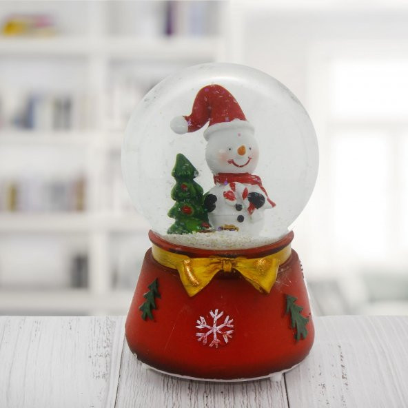 8x12cm Müzikli Işıklı Kar Küresi Kardan Adamlı Yılbaşı