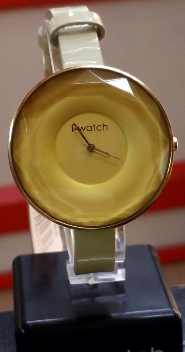 İ-Watch 55431 Kesme Cam Bej Rugan Deri Kayış Bayan Saat - Resim 6