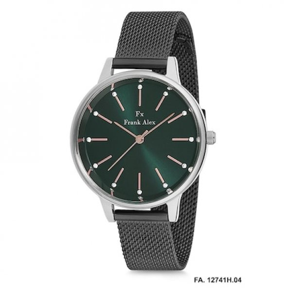 FRANK ALEX FA.12741H.04 FÜME KAPLAMA HASIR KORDON BAYAN KOL SAATİ ürün görseli