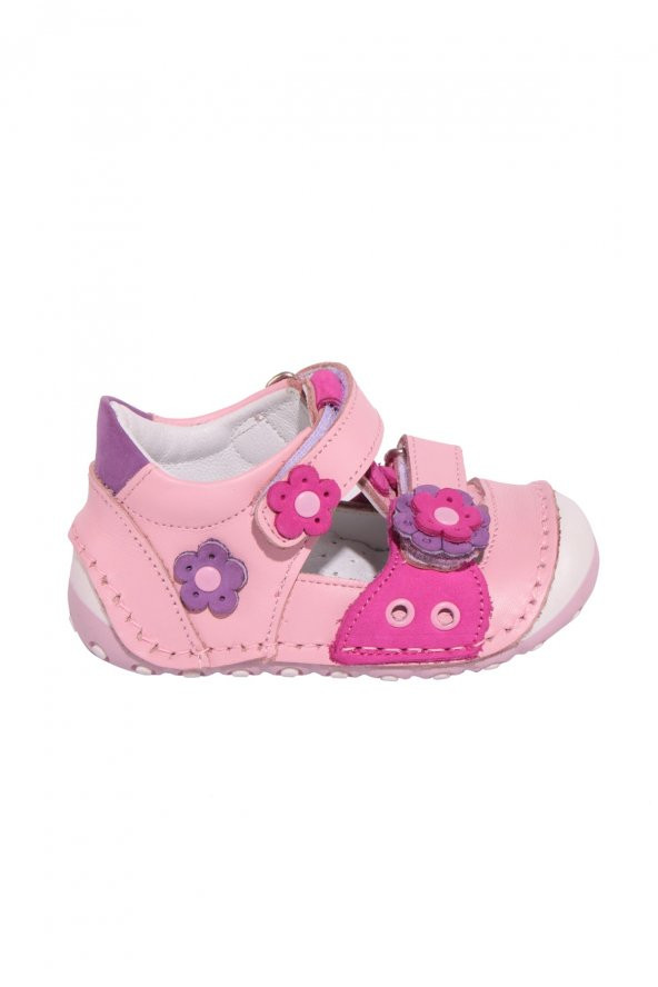 Akıllı Şirin Içi Dışı Hakiki Deri El İşçiliği Ortopedik İlk Adım Bebek Ayakkabısı Pudra Pembe - 4