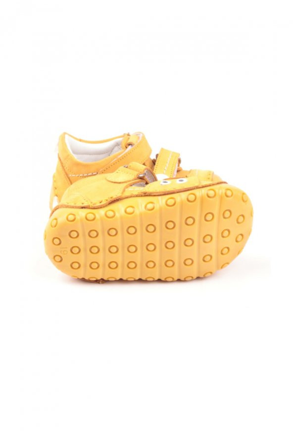 Akıllı Şirin Içi Dışı Hakiki Deri El İşçiliği Ortopedik İlk Adım Bebek Ayakkabısı Sarı - 4