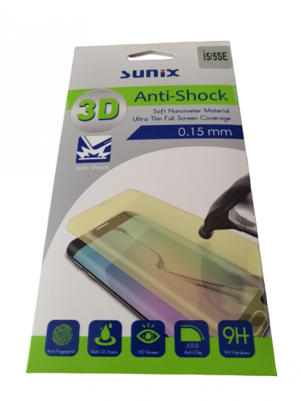 İphone i5/5SE 3D ANTİ Shock ekran koruyucu film 2 adet