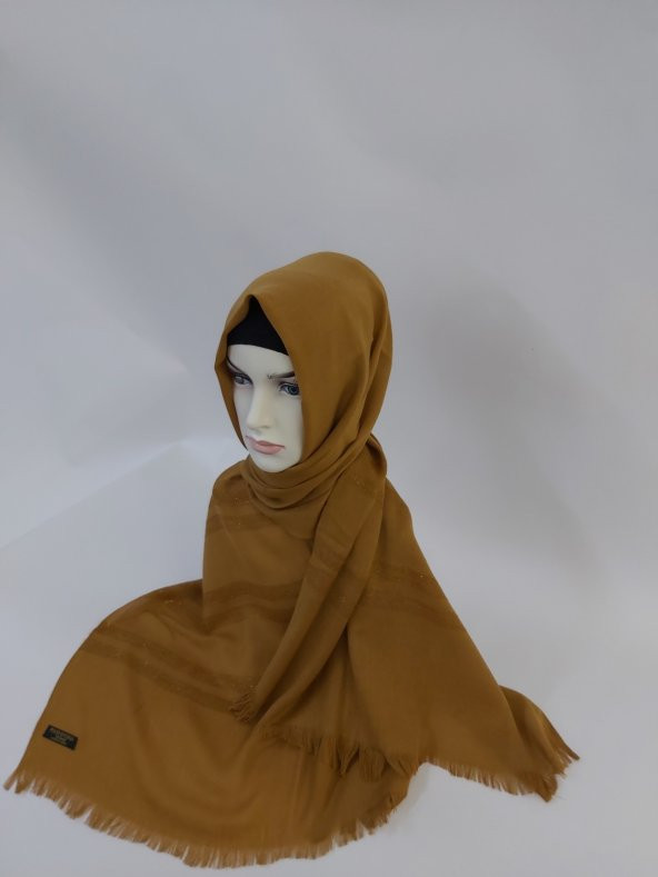 Desenli Keten Şal Hardal B047-109 - 4