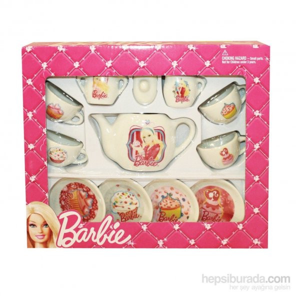 Vardem Barbie Porselen Çay Seti 13 Parça Kız Oyuncak