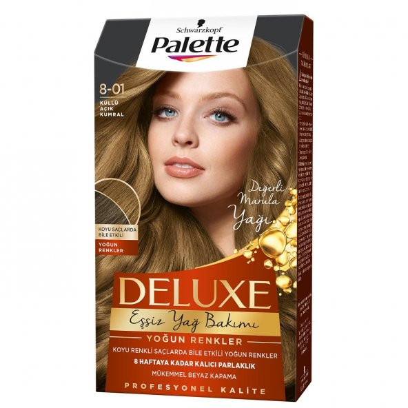 Palette Deluxe Kit Saç Boyası  8-01 Küllü Açık Kumral