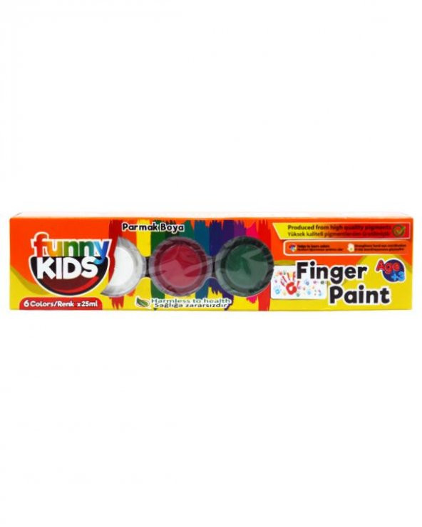 Funny Kids 6 Renk Parmak Boyası 6x25 ml