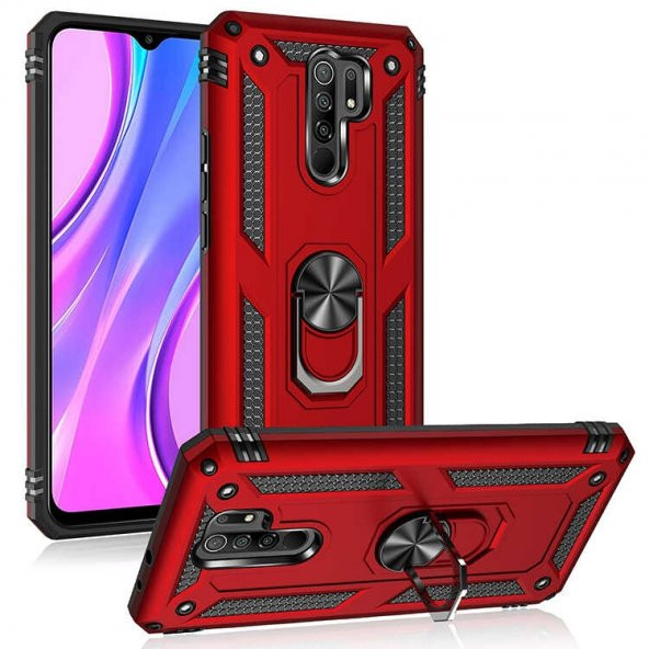 Teleplus Xiaomi Redmi 9 Kılıf Vega Yüzüklü Çift Katmanlı Tank Kapak - 3