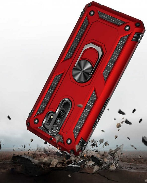 Teleplus Xiaomi Redmi 9 Kılıf Vega Yüzüklü Çift Katmanlı Tank Kapak - 9