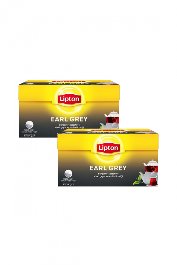 Lipton Demlik Poşet Çay Earl Grey 100'lü x 2 Paket