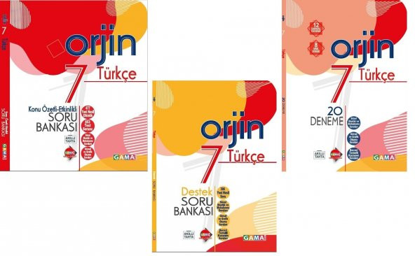 Gama 7. Sınıf Orjin Türkçe Soru + Destek Soru + Deneme 3Lü Seti Yeni 2021