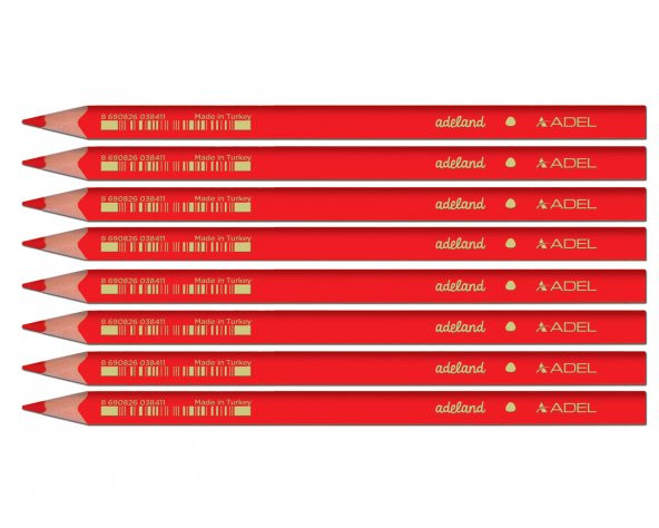 Adel Kırmızı Renkli Jumbo Kurşun Kalem 8 Li Paket (2063140107)