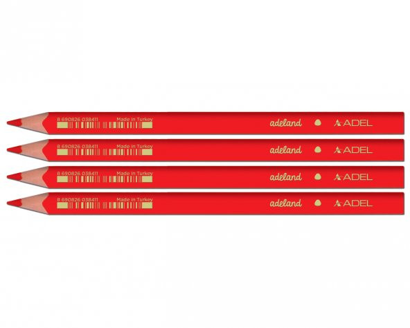 Adel Kırmızı Renkli Jumbo Kurşun Kalem 4 Lü Paket (2063140107)