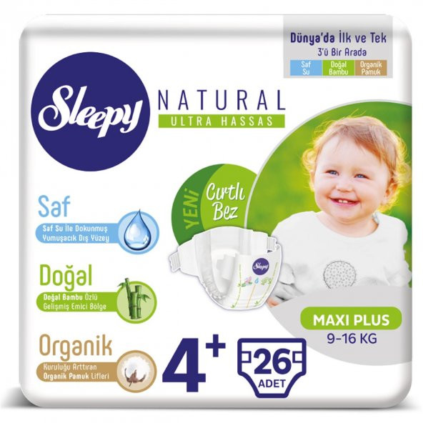 Sleepy Bebek Bezi 4+ Numara 9-16 Kg Maxi Plus 26 Adet - 1