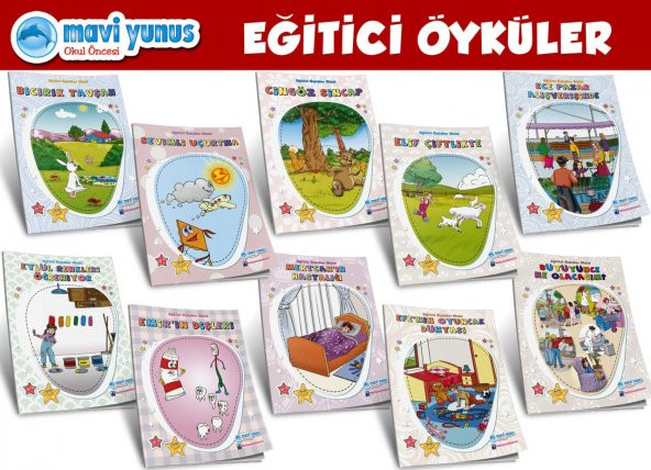 Mavi Yunus Eğitici Öyküler Dizisi (10 Kitap) (3-4-5 Yaş)