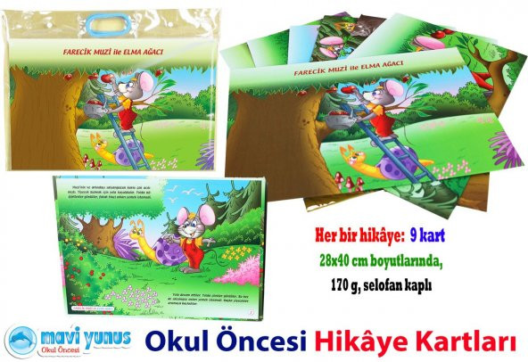 Mavi Yunus Farecik Muzi ile Elma Ağacı Hikaye Kartı (3-4-5 Yaş) - 2