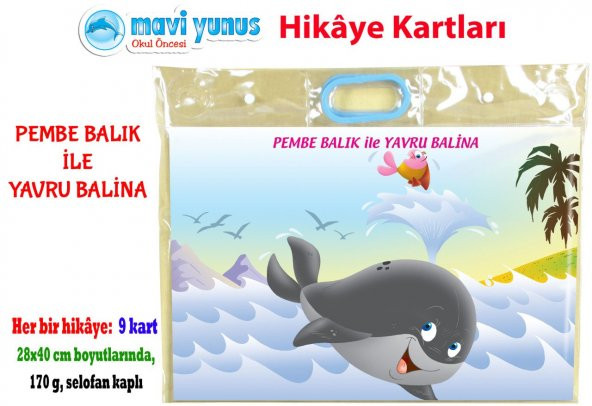 Mavi Yunus Pembe Balık ile Yavru Balina Hikaye Kartı (3-4-5 Yaş)