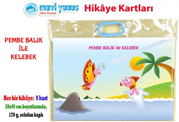 Mavi Yunus Pembe Balık ile Kelebek Hikaye Kartı (3-4-5 Yaş)