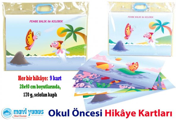 Mavi Yunus Pembe Balık ile Kelebek Hikaye Kartı (3-4-5 Yaş) - 2