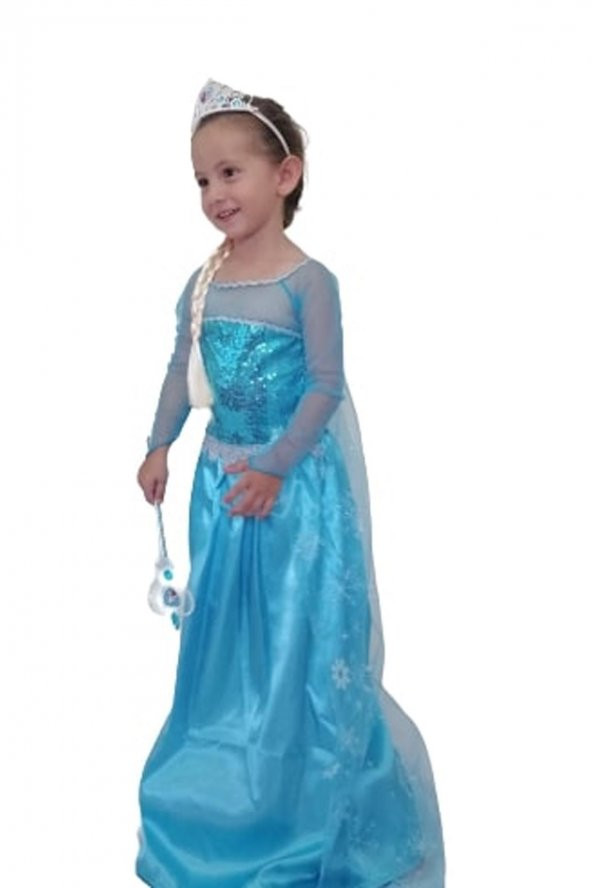 Elsa Kostümü,frozen,kostum,karlar Ülkesi Elbise Doğum Günü Kostumu Aksesuarlı - 2