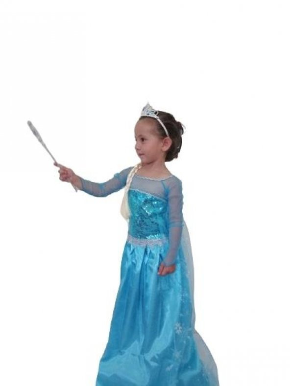 Elsa Kostümü,frozen,kostum,karlar Ülkesi Elbise Doğum Günü Kostumu Aksesuarlı - 4