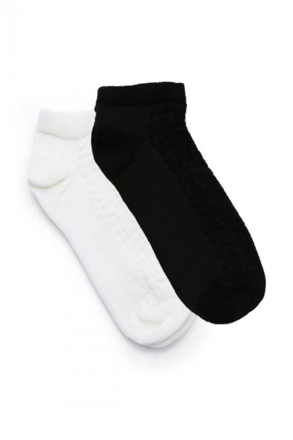 2li Kız Çocuk Asortili Kendinden Zincir Desenli Çorap 1903-B2