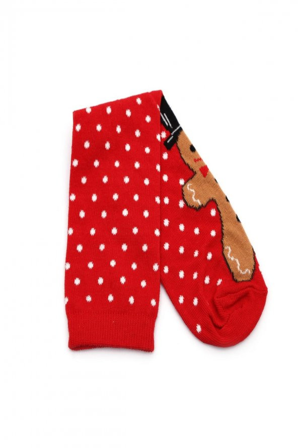 4lü Kadın Asortili Kurabiye Adam&Kız ve Puanlı,Çizgili Desenli Çorap 3064-B4 - 2