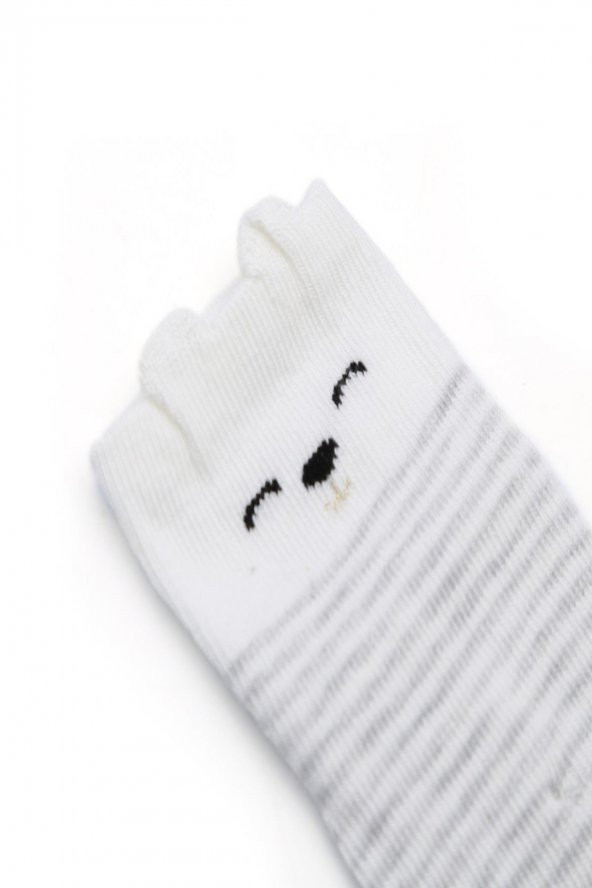 2li Bebek Asortili Kedi ve Kalp Desenli Çorap 7575-B2 - 2