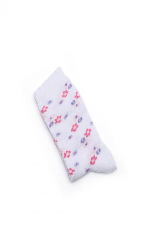 3lü Kız Çocuk Asortili Kedi ve Çiçek Desenli Çorap 8200-B3 - 4