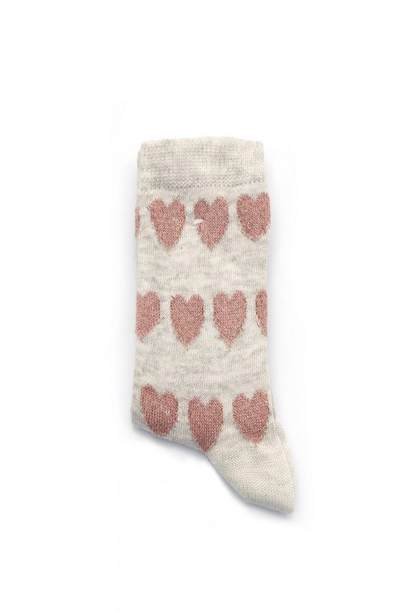 2'li Kız Çocuk Asortili Melek ve Simli Kalp Desenli Çorap 9931-B2 - 4
