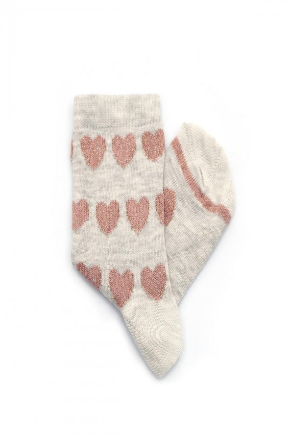 2'li Kız Çocuk Asortili Melek ve Simli Kalp Desenli Çorap 9931-B2 - 5