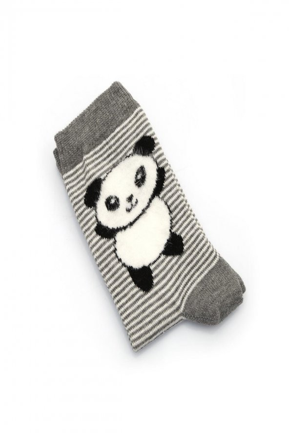 2li Erkek Çocuk Asortili Panda ve Çizgili Desenli Çorap 2239-B2 - 4